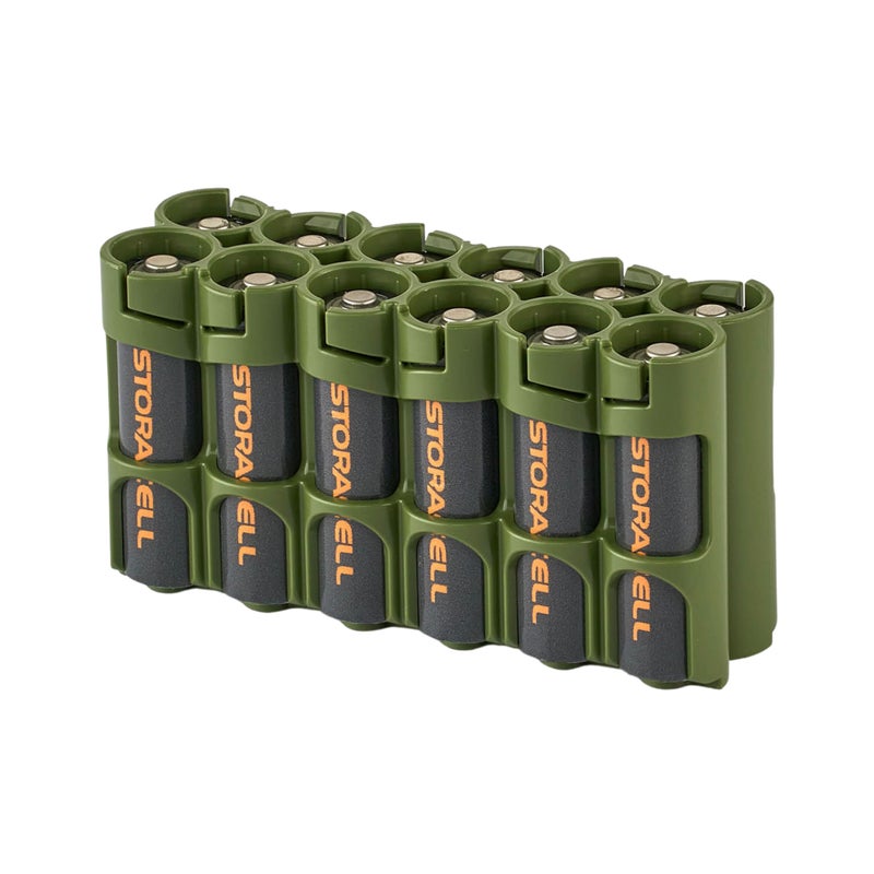 Storacell AA Battery Storage Caddy by Storacell, Military Green, Holds 12 Batteries (Not included) - Image 1